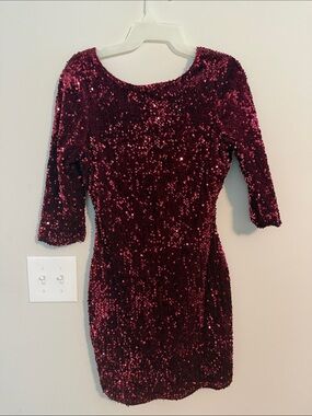 Boohoo Burgundy Sequin Mini Dress